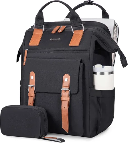 Miniatura 18 de LOVEVOOK - Mochila para laptop de mujer, bolsa de trabajo, viaje, computadora, mochila para maestra o enfermera, bolsa para libros, beige verde
