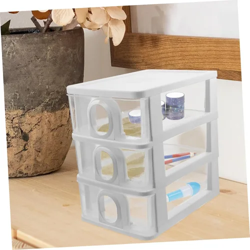 Miniatura 7 de PRETYZOOM Organizador de cajones de escritorio Caja de almacenamiento de escritorio de 3 capas, organizador de maquillaje, papelería de escritorio
