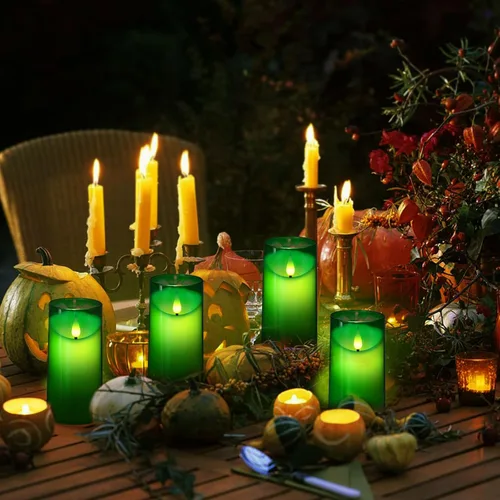 Miniatura 5 de NURADA Velas parpadeantes sin llama de 3 x 6 pulgadas Velas LED de vidrio irrompible con pilar Velas de acrílico con control remoto y temporizador