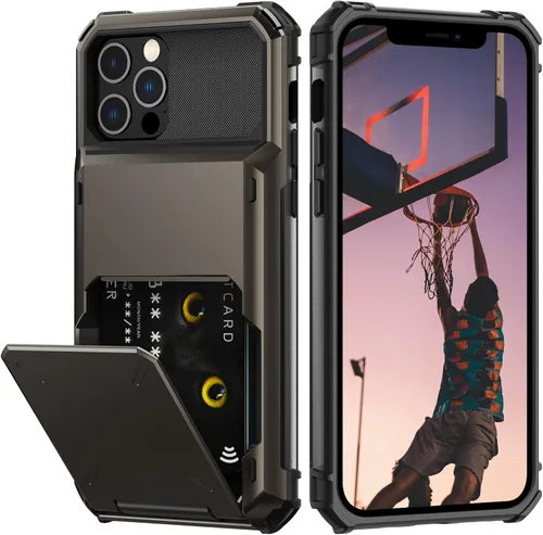 Nvollnoe Funda para iPhone 12/12 Pro con Portarjetas [Almacena 5 Tarjetas] Funda Cartera de Doble Capa Resistente de Servicio Pesado a Prueba de