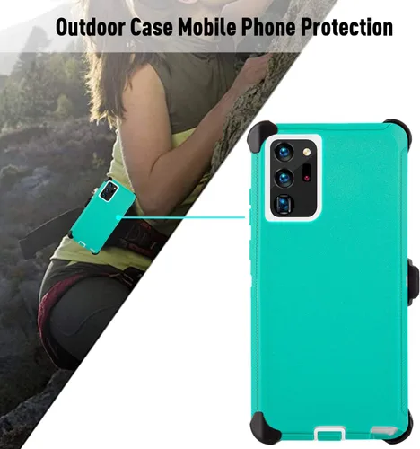 Miniatura 7 de Funda para Galaxy Note 20 con clip para cinturón, protección contra caídas, cuerpo completo, resistente, a prueba de golpes, caídas y polvo, funda