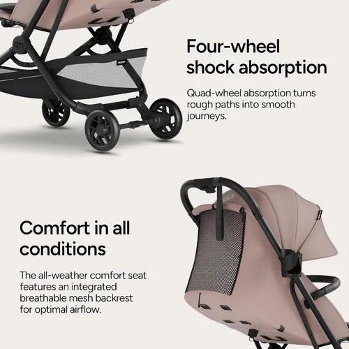Miniatura 8 de Mompush Velo - Cochecito de viaje ligero, compacto y apto para aviones para bebés y niños pequeños, asiento reclinable completamente plano, plegable