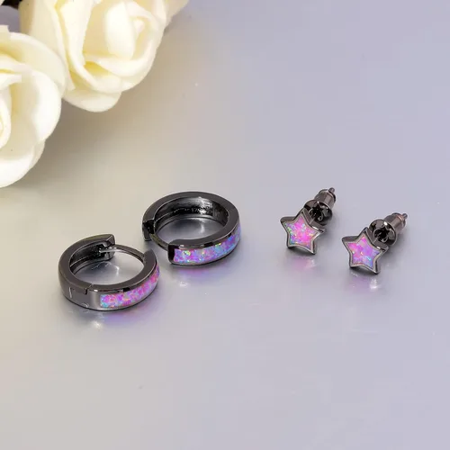 Miniatura 187 de CiNily Aretes Huggie de ópalo con bisagras, chapados en oro, hipoalergénicos, pequeños aretes de aro para mujeres, adolescentes, niñas, hombres