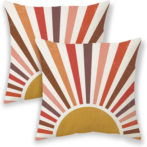 Miniatura 13 de BETGINY Fundas de almohada de verano para exteriores de 16 x 16 pulgadas, 2 unidades, color aguamarina, verde azulado, crema, sol, bohemio
