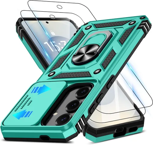 Miniatura 119 de ATUMP Funda para OnePlus Nord N200 5G con protector de pantalla HD con cubierta para cámara deslizante, soporte de anillo de rotación de 360°