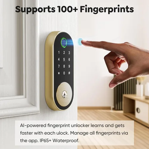 Miniatura 2 de Cerradura inteligente de huellas dactilares con teclado, bloqueo de entrada sin llave para el hogar, apartamento, oficina, Airbnb, alquiler, niños