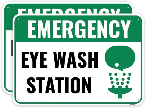 Señal de estación de lavado de ojos de emergencia, 10.0 x 7.0 in, aluminio