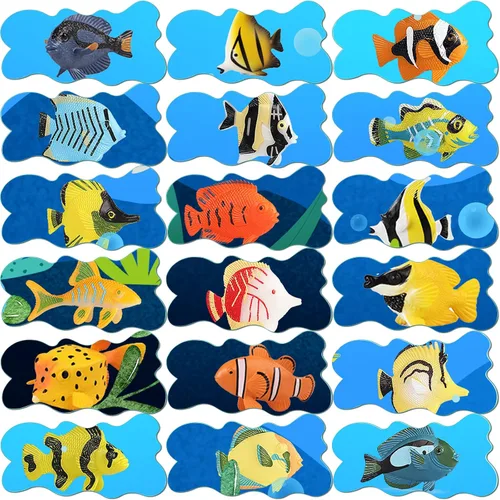 Miniatura 7 de SCAHOW 18 juguetes de peces tropicales para niños, juguetes surtidos de criaturas marinas en miniatura, peces de juguete falsos, mini figuras