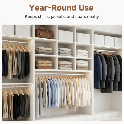Miniatura 9 de StorageWorks Paquete de 20 perchas de madera para armario, perchas de ropa resistentes para trajes, camisas, pantalones, chaquetas, color madera