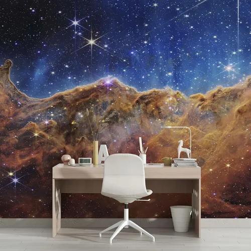 Foto de la nebulosa Carina de los acantilados cósmicos (imagen de NIRCam) NASA. mural de pared espacial Galaxy Nebula | Papel tapiz para despegar y