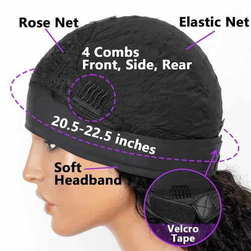 Miniatura 6 de Peluca de cabello humano ondulado con diadema para mujeres negras, 18 pulgadas, peluca de cabello virgen brasileño sin pegamento, sin encaje