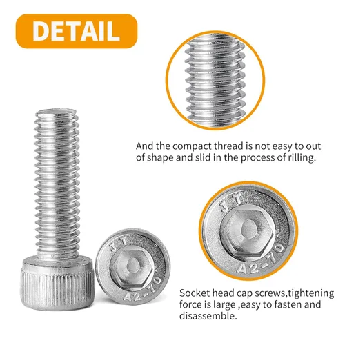 Miniatura 4 de Tornillos de cabeza hueca M5 x 0.315 in, 0.472 in, 0.630 in, 0.787 in, 0.984 in, acero inoxidable 304, accionamiento hexagonal Allen métrico