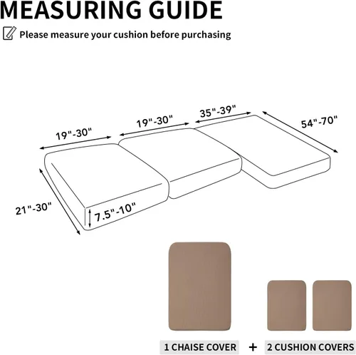 Miniatura 2 de Easy-Going Fundas Elásticas de 3 Piezas para Cojines de Sofá para Sofá Seccional Izquierdo/Derecho en Forma de L Chaise Lounge Funda de Asiento