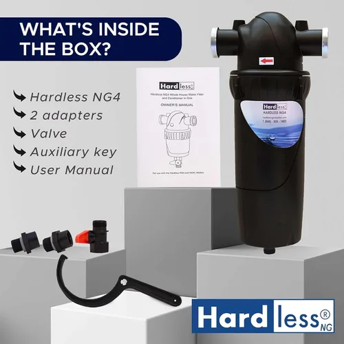 Miniatura 3 de Hardless NG4L Filtro de agua para toda la casa - Dispositivo de ablandamiento sin sal - Reduce la cal, sedimentos y más - Compacto, fácil