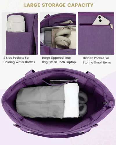 Miniatura 3 de Gonex Bolsa para Esterilla de Yoga, Bolsa de Gimnasio Tipo Tote con Múltiples Bolsillos para Mujeres y Hombres, Portaesterillas de Yoga de Lona
