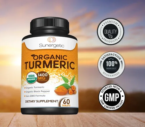 Miniatura 6 de Suplemento de cúrcuma orgánico certificado por USDA, incluye cúrcuma orgánica y pimienta negra orgánica, 1,400 mg de cúrcuma por porción, 60