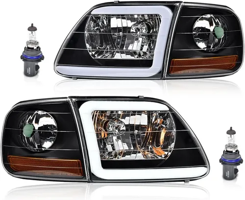 Miniatura 11 de CNNELL Juego de faros LED DRL estilo fábrica y luces de estacionamiento de esquina compatibles con F150 Expedition 1997-2002/Ford F150 Lente