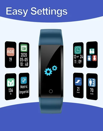 Miniatura 4 de GRV - Reloj de seguimiento de acondicionamiento físico sin Bluetooth, sin aplicación, sin teléfono requerido; impermeable, reloj con podómetro, Azul