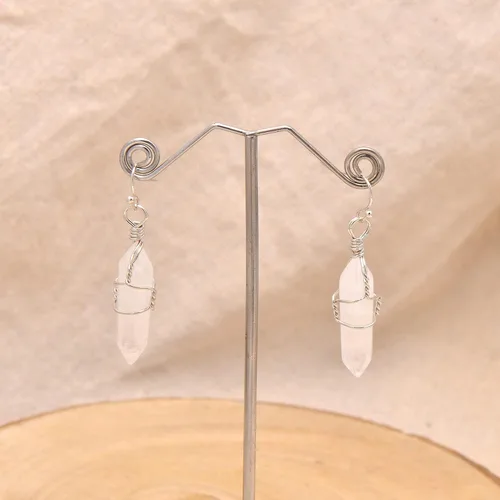 Miniatura 43 de Pendientes de cristal de punta envuelta en alambre de piedra pulida para mujer Reiki Energy Healing