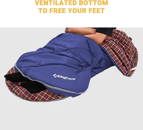 Miniatura 6 de KingCamp Sacos de dormir de franela para adultos, accesorios de campamento para clima frío, mochilero, clima fresco y cálido, saco de dormir de 3