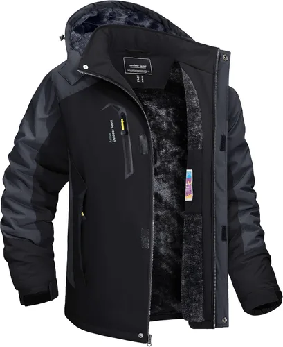 Miniatura 9 de TACVASEN Chaqueta de invierno para hombre, chaqueta de forro polar resistente al agua, chaqueta de esquí para nieve, chaqueta táctica militar