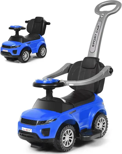 Miniatura 13 de Costzon 3 en 1 Coche de Paseo y Empuje, Carriola Deslizante con Bocina, Música, Luz, Almacenamiento Bajo el Asiento, Mango Parental, Barreras