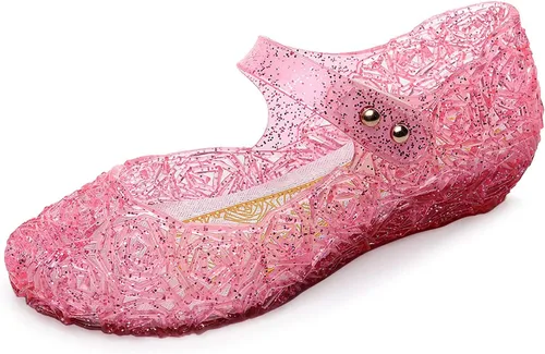 Zapatos de gelatina para niñas, sandalias de cumpleaños de princesa Snow Queen para niñas pequeñas, sandalias azules con purpurina talla 9, para