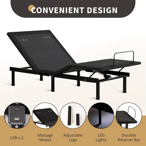 Miniatura 4 de EGOHOME Marco de cama ajustable individual XL con control remoto inalámbrico, base de cama eléctrica ajustable independiente con inclinación