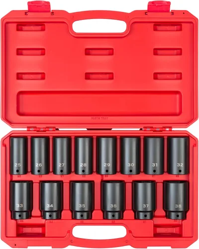 Miniatura 25 de TEKTON Juego de llaves de impacto de 6 puntos poco profundas de 1/2 pulgada con funda, 23 piezas (0.394-1.260 in) SID92322 Sólo herramienta