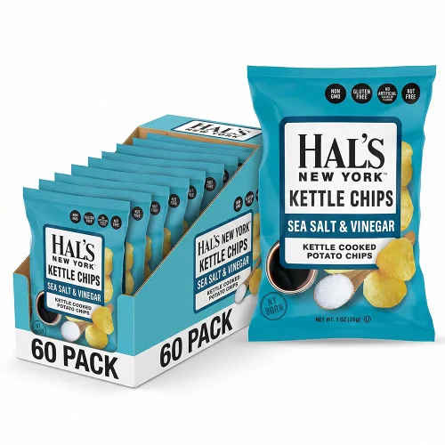 Miniatura 4 de Patatas fritas cocidas, sabor a sal marina y vinagre, 1 oz (paquete de 60)