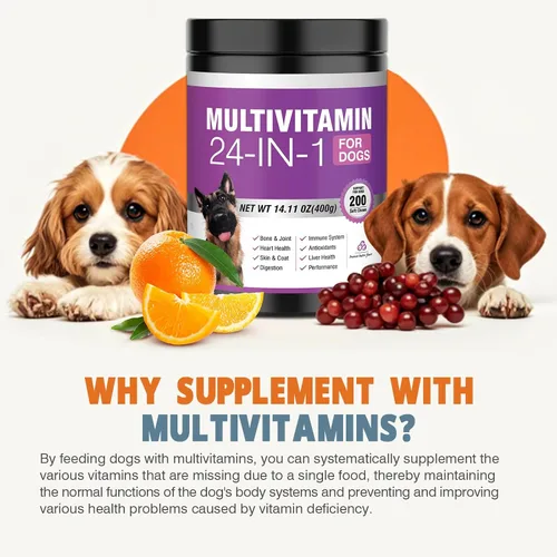 Miniatura 4 de Vitaminas y suplementos 24 en 1 para perros, 200 unidades, multivitamínico masticable para perros, contiene condroitina, probióticos, Omega-3