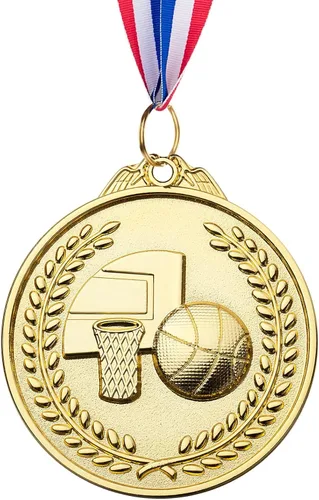 Paquete de 12 medallas de baloncesto para niños, medallas de oro de metal adecuadas para competiciones deportivas, celebraciones y recuerdos de