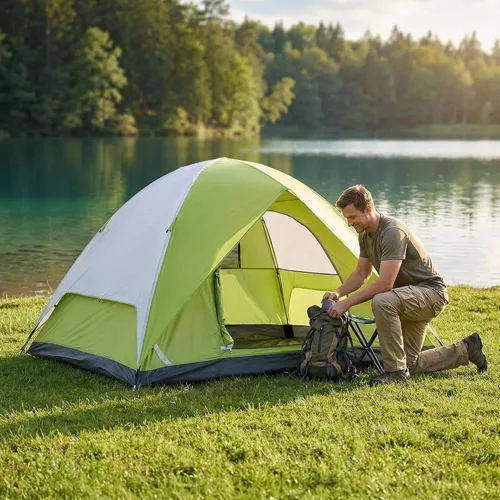 Camping Tents Outdoor Tents, 4/6 Person Family Camping Tent,Heavy Duty,Waterproof Windproof, Oxford Fabric Ground Cloth Fishing, Hiking, Summer