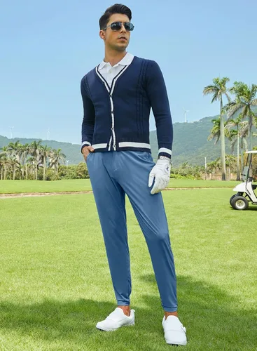 Miniatura 8 de JMIERR Pantalones de golf para hombre Pantalones deportivos elásticos casuales ajustados para senderismo, viajes, trabajo, pantalones de vestir