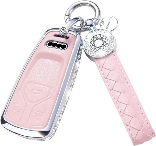Miniatura 45 de Funda para Llave Honda con Llavero, Carcasa Protectora de Cuero Genuino Rosa con Cristales Compatible con Honda Accord Civic CRV Pilot Odyssey 2022
