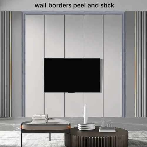 Miniatura 3 de Yutianli Moldura de Corona Despegar y Pegar Borde de Papel Tapiz Base de Pared Flexible Moldura Ribete Autoadhesiva Zócalo de Vinilo Gris Plateado