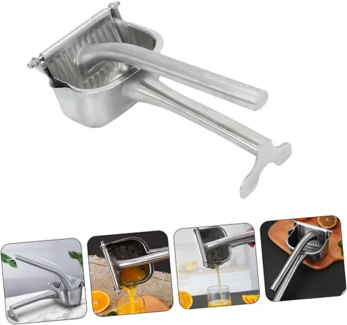 Miniatura 4 de PRETYZOOM Exprimidor de frutas de acero inoxidable, exprimidor de limón, exprimidor de sandía, exprimidor de mano, prensa manual, máquina
