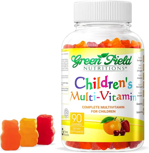Greenfield Nutritions - Gomitas multivitamínicas halal sin gelatina para niños, todas las vitaminas halal esenciales A, B, C, D, yodo, zinc para