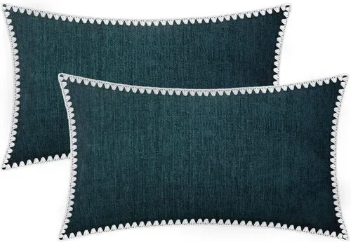 Miniatura 63 de BRAWARM Fundas de almohada 40x40 cm - Paquete de 2 fundas de almohada de chenilla negra, fundas de almohada de chenilla suave teñida sólida