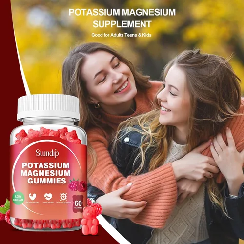 Miniatura 6 de Gomitas de magnesio y potasio, salud muscular y cardíaca, calambres en las piernas y sueño, suplementos de potasio, gomitas veganas sin OMG, sin