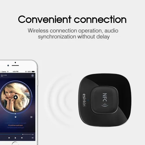 Miniatura 5 de Esinkin Receptor Bluetooth Adaptador de audio inalámbrico 4.0 (NFC habilitado) para sistema de sonido estéreo de música HD