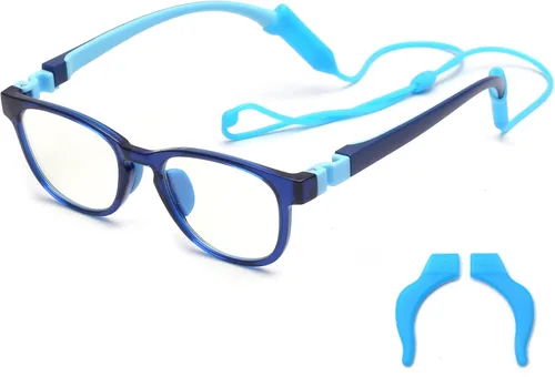 JM Lentes de luz azul para niños, hierbas para juegos de computadora para niñas y niños de 3 a 10 años, lentes anti Blue Ray TR90 Azul (estilo