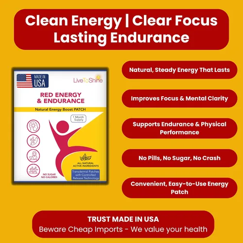 Miniatura 2 de Red Energy & Endurance Patch - Energía natural - Fabricado en Estados Unidos - 30 parches