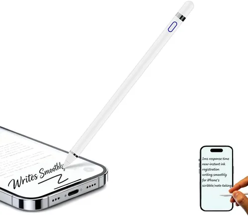Lápiz Táctil para iPhone 13-17: Escribe con Suavidad con Respuesta de 1ms - Carga Completa en 1 Hora para Una Semana de Viaje de Oficina/Negocios -