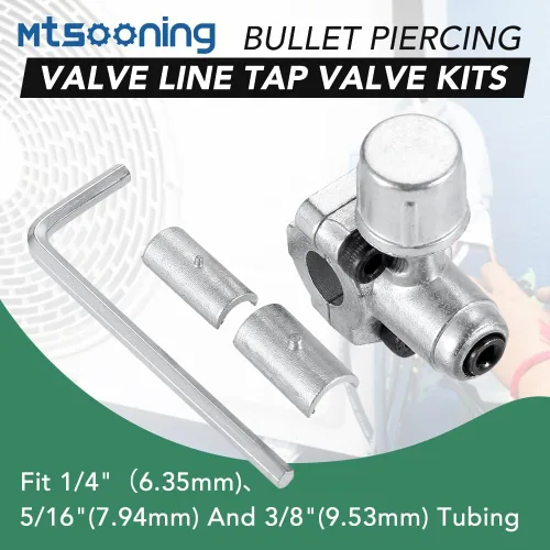 Miniatura 5 de 4 piezas BPV-31 Kit de válvula de perforación de bala, válvula de grifo de línea ajustable para aire acondicionado HVAC 1/4 pulgadas, 5/16 pulgadas