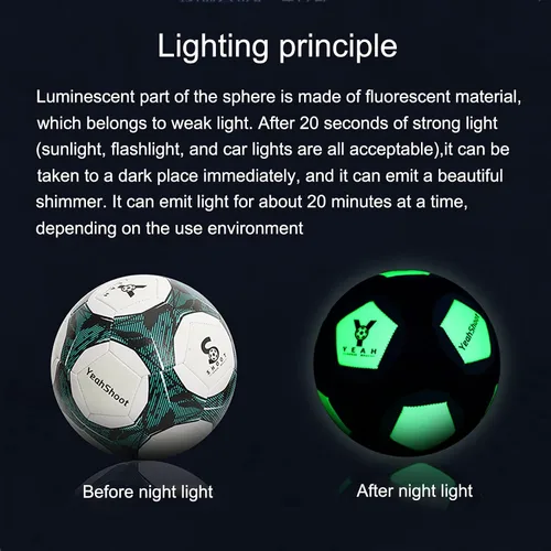 Miniatura 3 de Balón de fútbol holográfico tamaño 5, fútbol reflectante, bola de fútbol que brilla en la oscuridad, pelota de fútbol de cuero compuesto reflectante