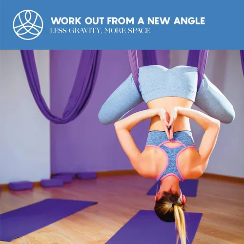 Miniatura 5 de Aerial Silk Yoga Hammock & Swing for Home, Inversion Exercises, Starter Kit for All Levels - Durable with Extension Straps, Carabiners, and Pose