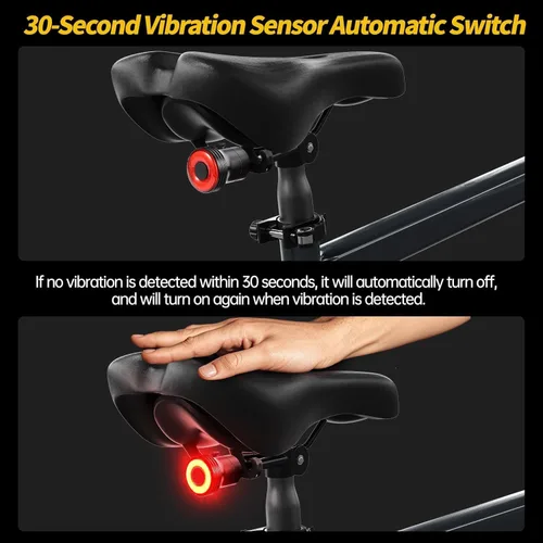 Miniatura 6 de Luz trasera inteligente para bicicleta, detección de frenos, encendido/apagado automático, luz trasera súper brillante de 22 LED, 5 modos