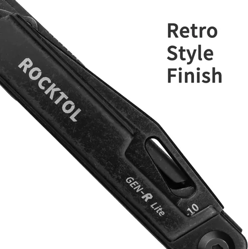 Miniatura 3 de ROCKTOL Multitool Gen-R Lite, Cuchillo de Bolsillo EDC Retro Negro con Hoja VG10, Multiherramienta Compacta 15-en-1 con Destornillador, Tijeras