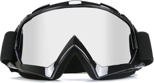 Gafas de motocross, ATV Motocicleta, UTV MX OTG, accesorios de gafas y gafas de esquí antiniebla, carreras de esquí Marco negro+lente plateada